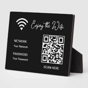 QR Code White Enjoy The Wifi Tabletop Plaque