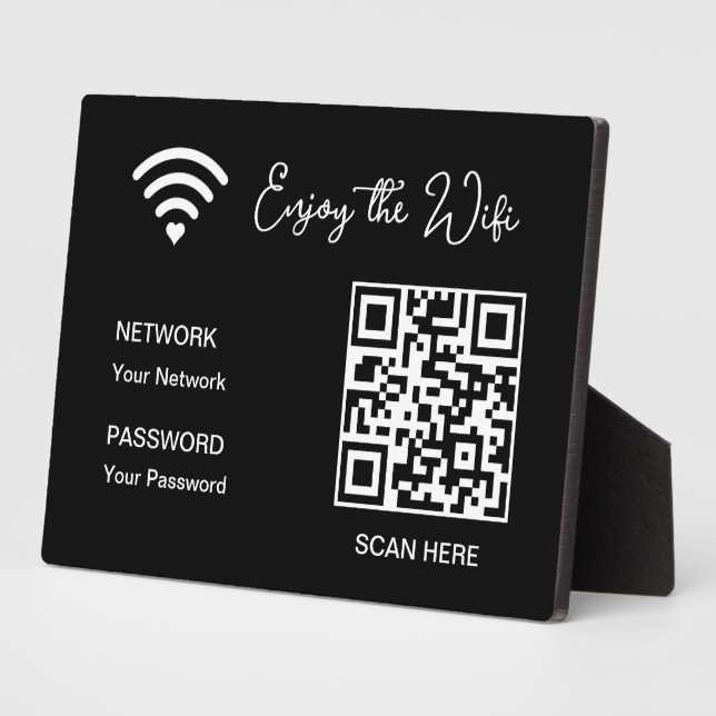 QR Code White Enjoy The Wifi Tabletop Plaque (Side)
