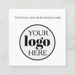 QR Code White Logo Simple Black Square Business Card