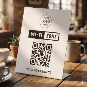 QR Code Wifi Business Logo Scan to Connect Pedestal Sign