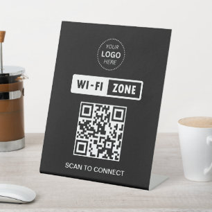 QR Code Wifi Business Logo Scan to Connect Pedestal Sign