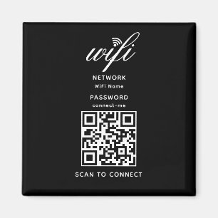 QR Code Wifi Internet Password Black Magnet