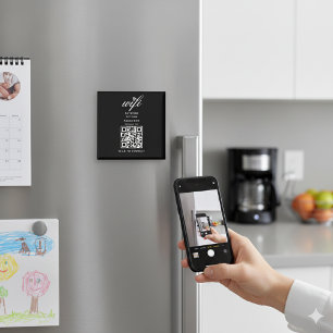 QR Code Wifi Internet Password Black Magnet