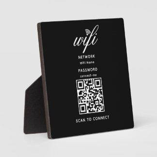 QR Code Wifi Internet Password Black Plaque