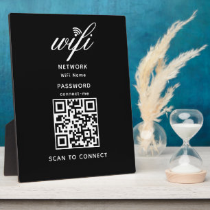 QR Code Wifi Internet Password Black Plaque