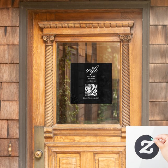 QR Code Wifi Internet Password Black Window Cling (Home Door)