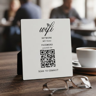 QR Code Wifi Internet Password White Plaque
