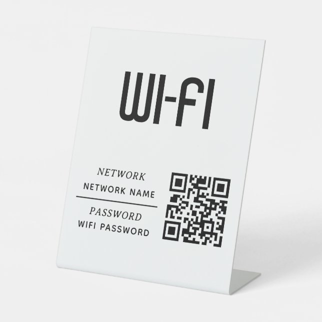 QR Code Wifi Network Name & Password  Pedestal Sign (Front)