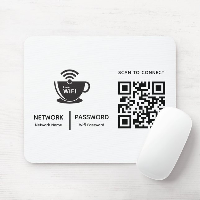 QR Code Wifi Scan to Connect Business Logo Mouse Pad (With Mouse)