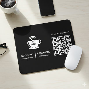 QR Code Wifi Scan to Connect Business Logo Mouse Pad