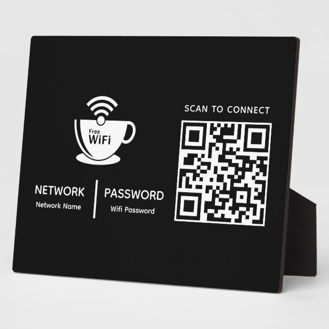 QR Code Wifi Scan to Connect Business Logo Plaque (Side)