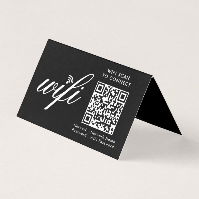 QR Code Wifi Scan to Connect Custom Branded Black (Front)
