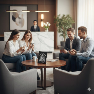 QR Code Wifi Scan to Connect is on the house Pedestal Sign