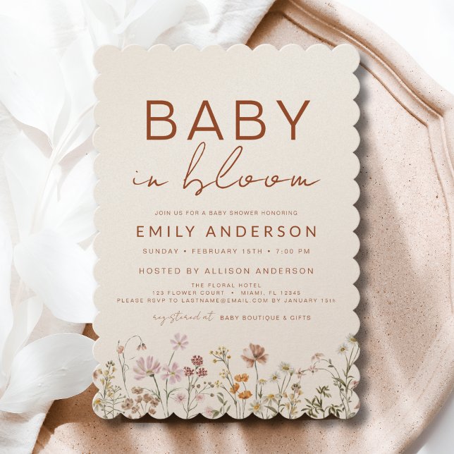 QR Code Wildflower Baby in Bloom Baby Shower Invitation (Creator Uploaded)
