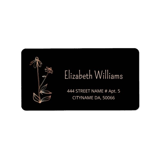 QR Code |  Wildflower Copper Black Minimalist Label (Front)