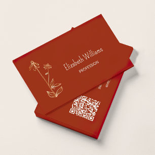 QR Code    Wildflower Copper Terracotta Minimalist Business Card