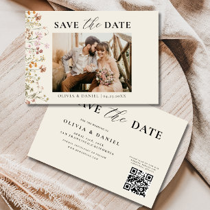 QR Code Wildflower Floral Wedding Save The Date