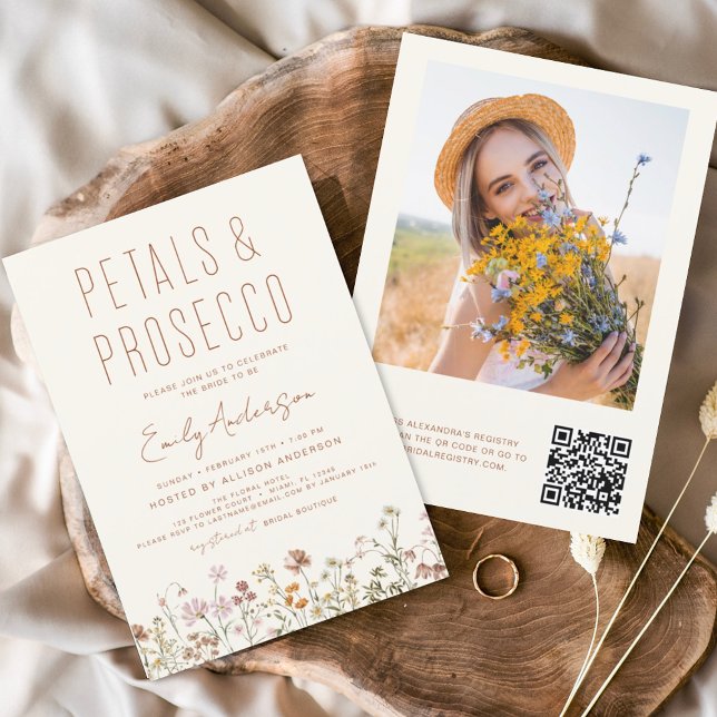 QR Code Wildflower Petals & Prosecco Bridal Shower (Creator Uploaded)
