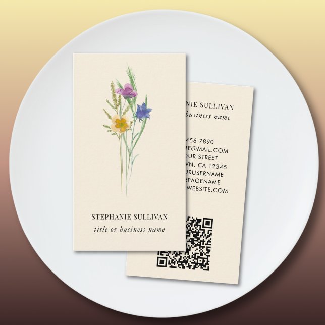 QR Code Wildflower Professional Business Card (Creator Uploaded)