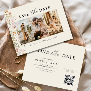 QR Code Wildflower Save the Date Wedding
