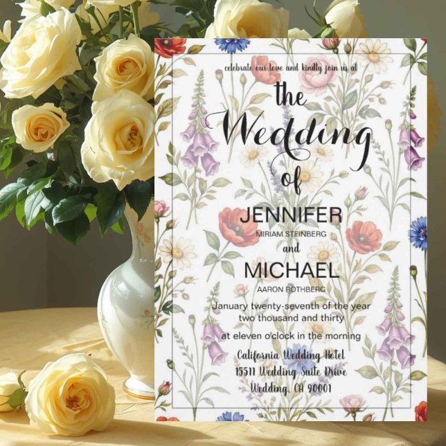 QR Code Wildflower | Simple Floral Wedding Invitation (Creator Uploaded)