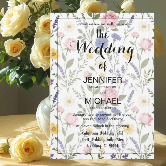 QR Code Wildflower | Simple Floral Wedding Invitation (Creator Uploaded)