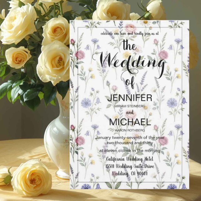 QR Code Wildflower | Simple Floral Wedding Invitation (Creator Uploaded)