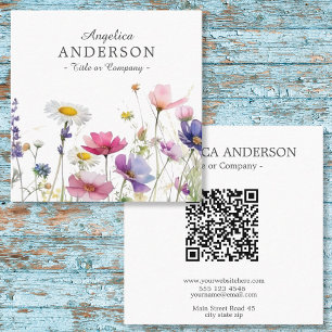QR Code Wildflower Square Business Card