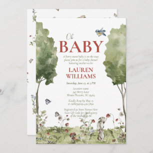 QR Code Wildflower Strawberry Oh Baby Shower Invitation