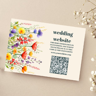 qr code Wildflower Wedding Boho Country Floral Enclosure Card