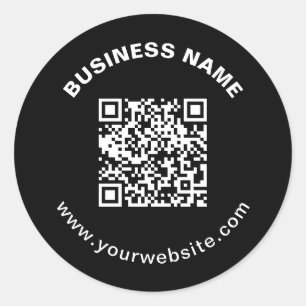 QR Code with Business Name Bold Circular Text Classic Round Sticker