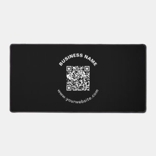 QR Code with Business Name Bold Circular Text Desk Mat