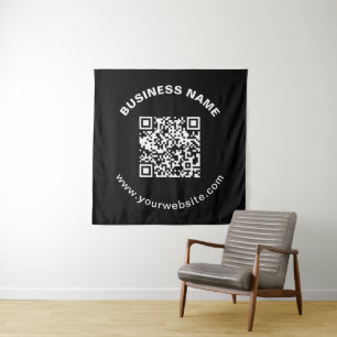 QR Code with Business Name Bold Circular Text Tapestry