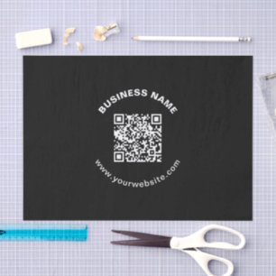 QR Code with Business Name Bold Circular Text Tissue Paper