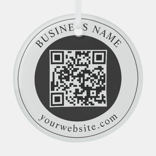 QR Code with Business Name Editable Glass Tree Decoration (Front)