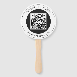 QR Code with Business Name Editable Hand Fan