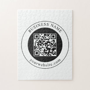 QR Code with Business Name Editable Jigsaw Puzzle