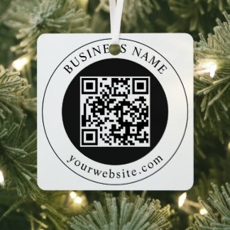 QR Code with Business Name Editable Metal Tree Decoration