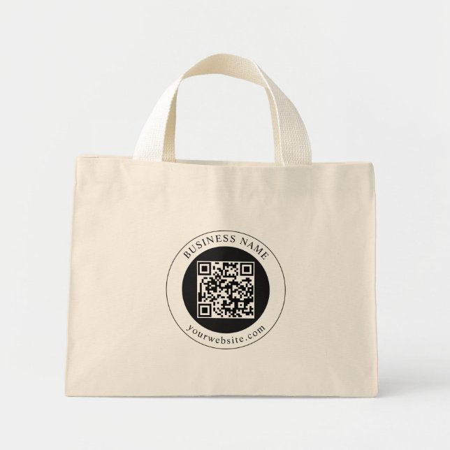 QR Code with Business Name Editable Mini Tote Bag (Front)