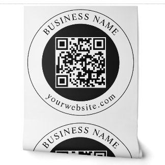 QR Code with Business Name Editable Wallpaper
