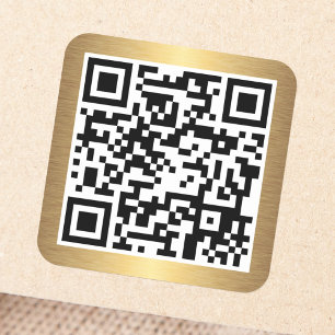 QR code with golden gradient border Square Sticker