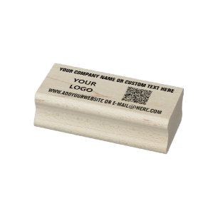QR Code with Logo and Text Rubber Stamp Example