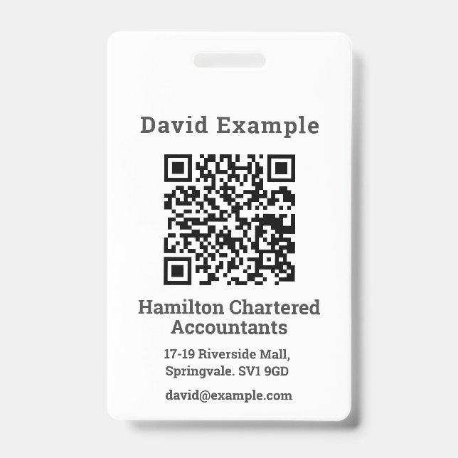 QR Code with Name & Business Badge ID Badge (Front)