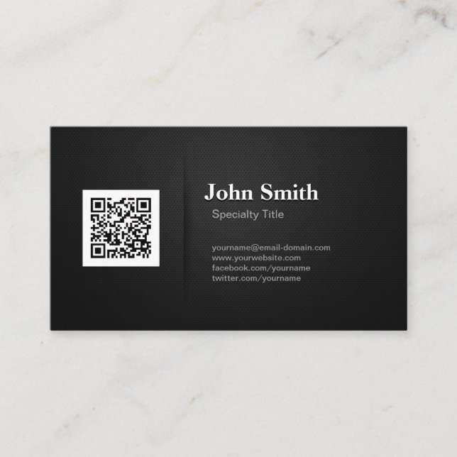 QR Code with Professional Elegant Black Mesh Business Card (Front)