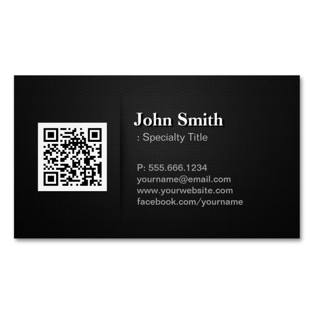 QR Code with Professional Elegant Black Mesh Magnetic Business Card (Front)