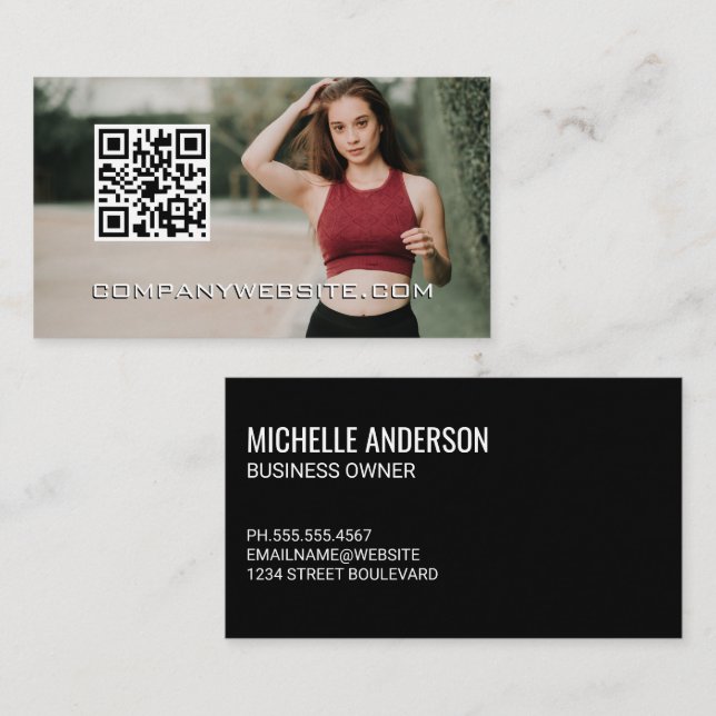 QR Code | Woman Model Business Card (Front/Back)