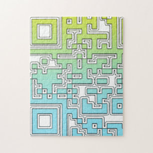 QR Code - Yellow Aqua Jigsaw Puzzle