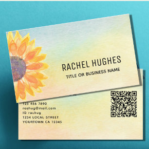 QR Code Yellow Sunflower Business Card