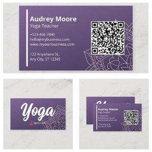 QR Code Yoga Teacher Templates Business Card