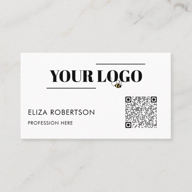 QR Code Your Business Logo Custom White Business Card (Front)